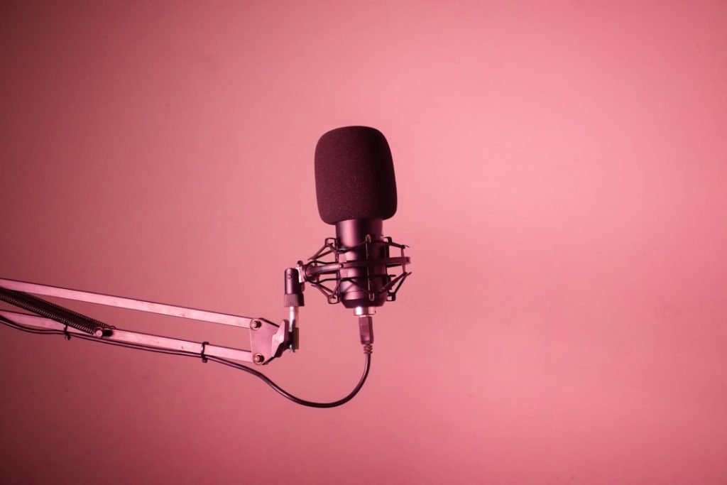 condenser microphone on boom arm